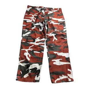 Backbone Cargo Pants Mens 2XL Red Camouflage 46x32 Rugged Outdoor Streetwear
